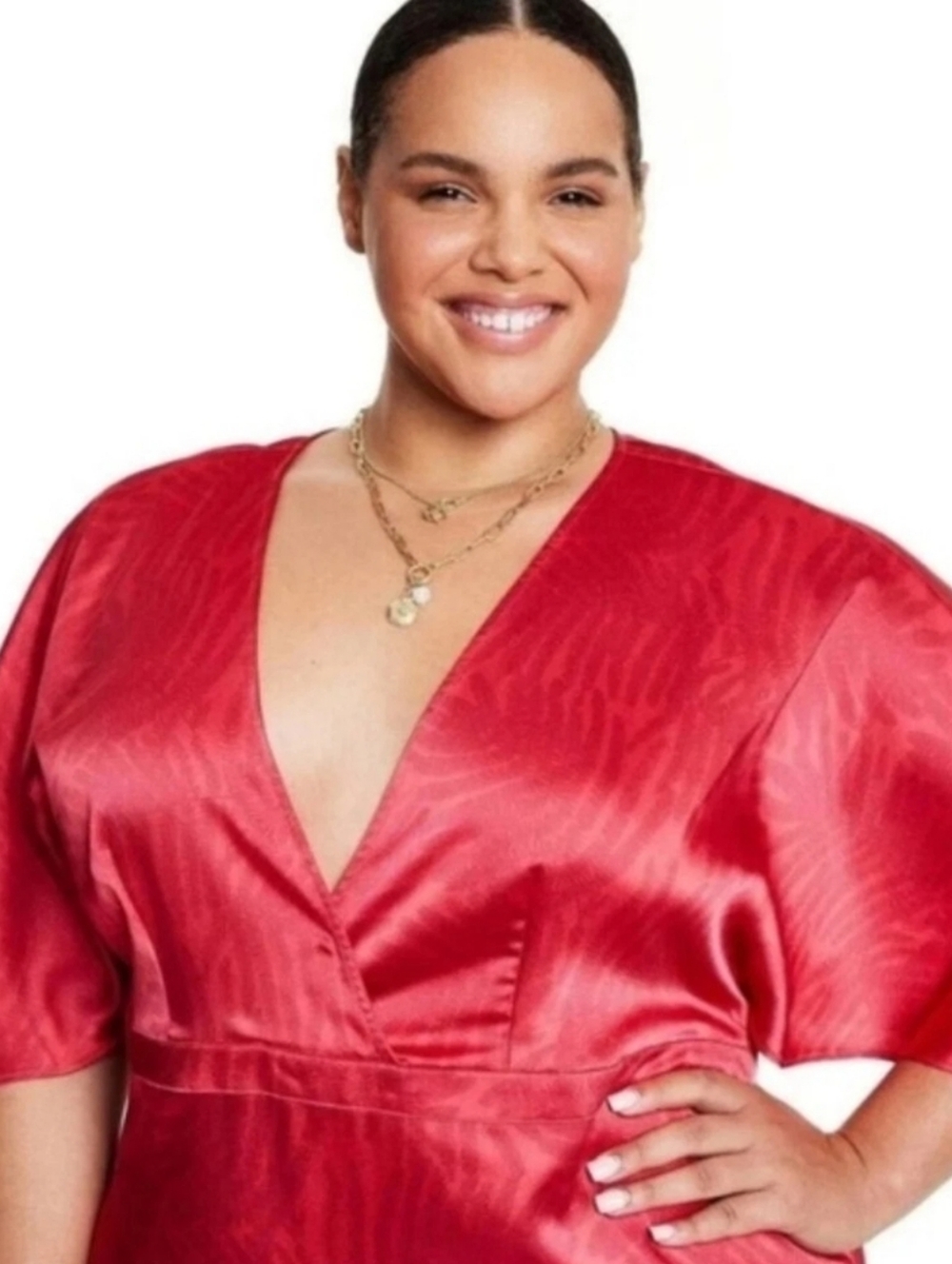 Fe Noel x Target Womens Plus Size Red Satin Maxi Dress. Sz 22 Beach - Picture 3 of 9